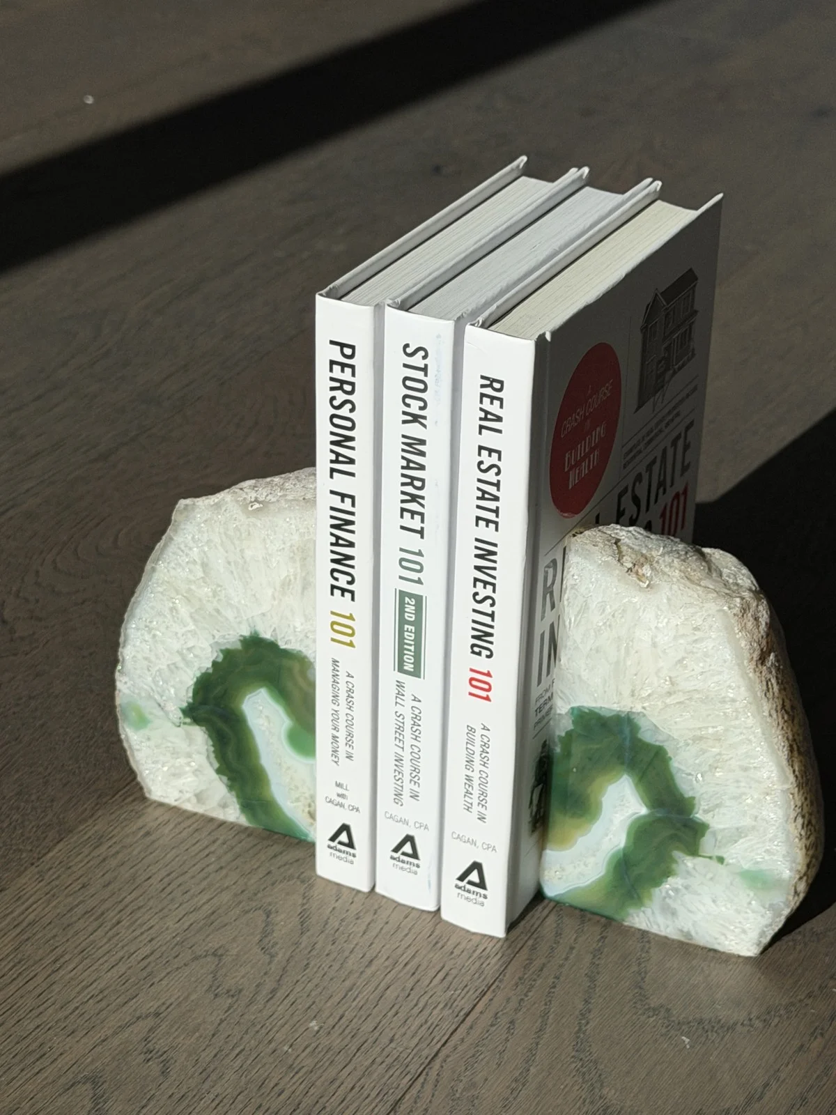 Green and White Stone Bookends primary
