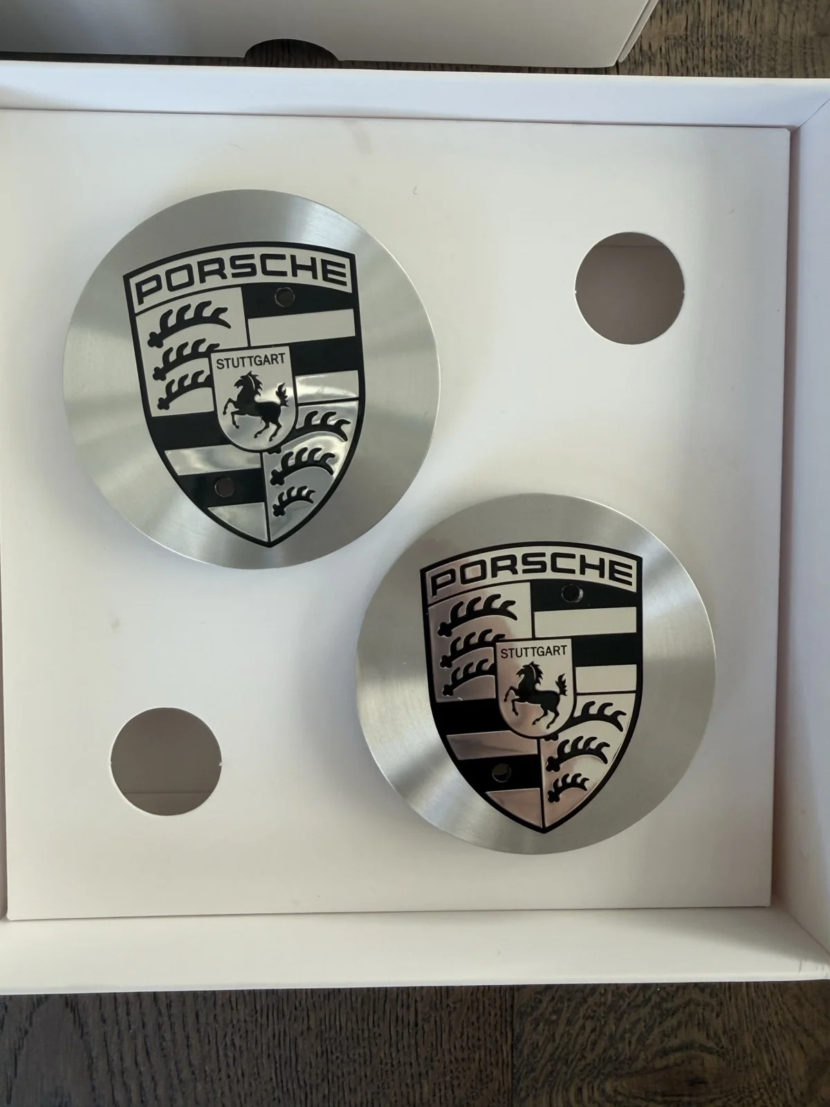 Porsche Crest Wheel Center Caps Set of Four actual photo