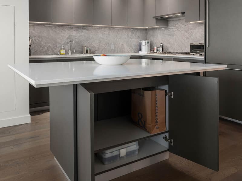 Kitchen feature shown open for visual context