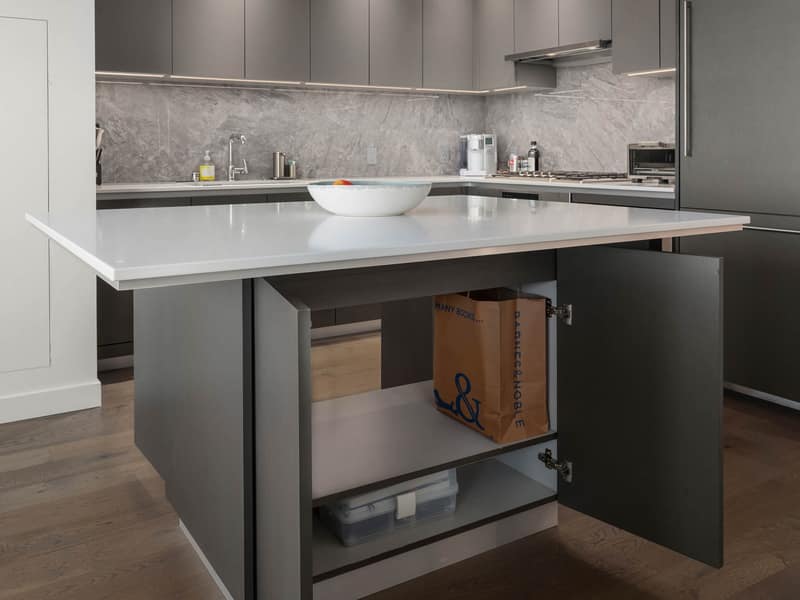 Kitchen feature shown open for visual context