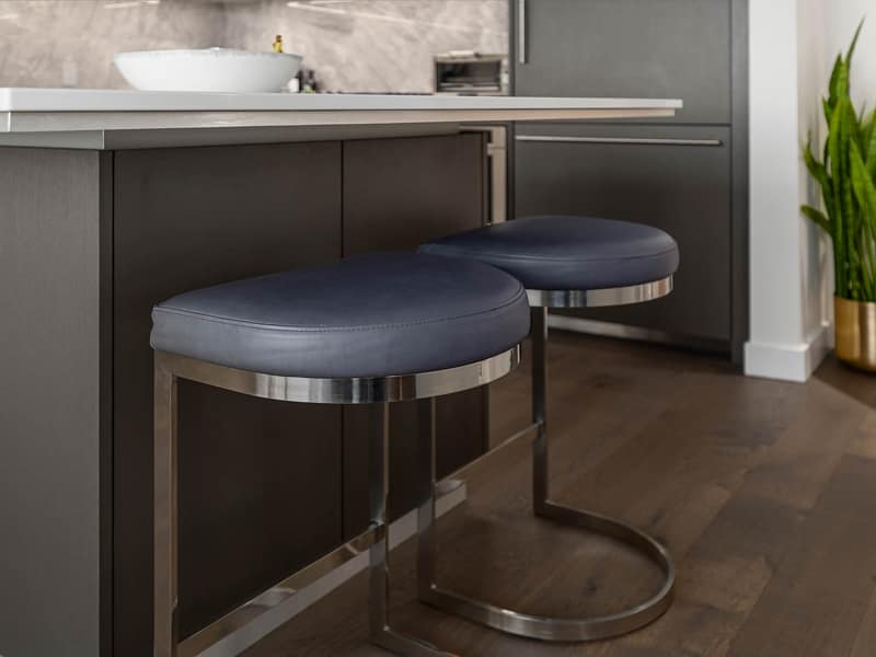 Close view of the staged kitchen seating